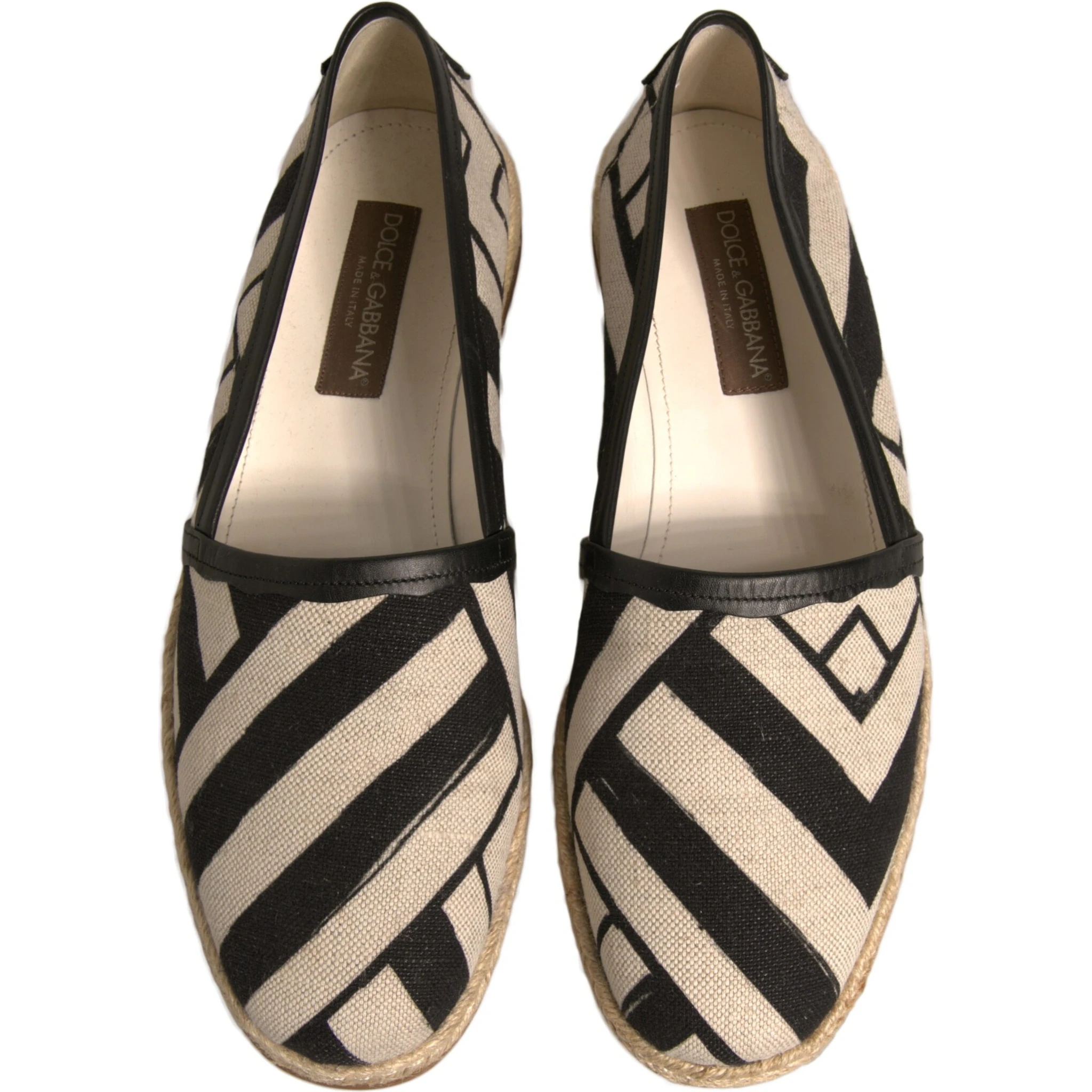 Black White Stripes Slip On Espadrille Shoes