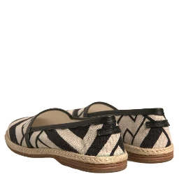 Black White Stripes Slip On Espadrille Shoes