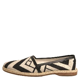 Black White Stripes Slip On Espadrille Shoes