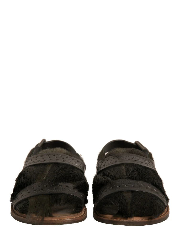 Green Gazelle Hair Leather Flats Sandals Shoes alternative