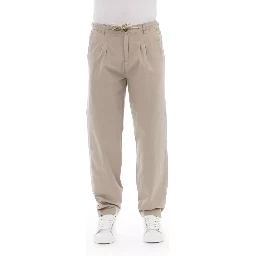 Beige Cotton Jeans & Pant