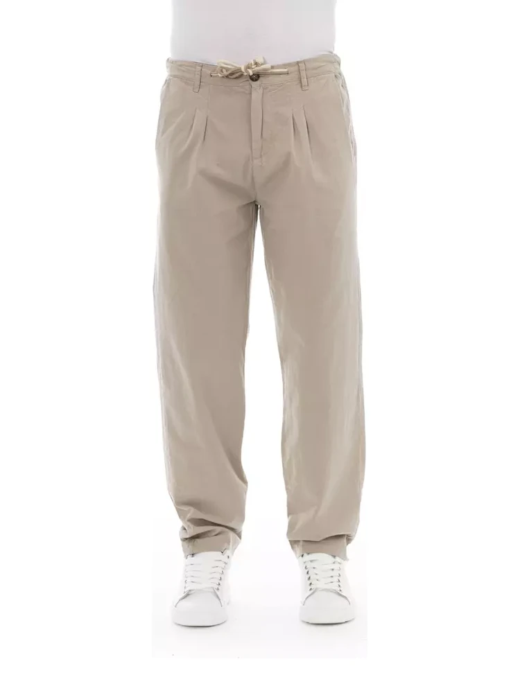 Beige Cotton Jeans & Pant