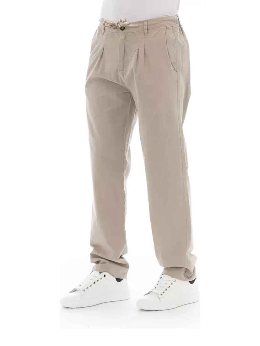 Beige Cotton Jeans & Pant