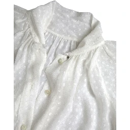 White Silk Sheer Tied Neck Polka Dots Blouse