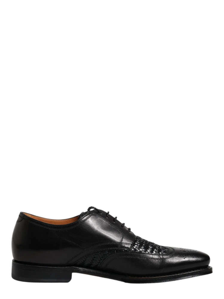 Black Leather Derby Wingtip Lace Up Formal Dress Shoes