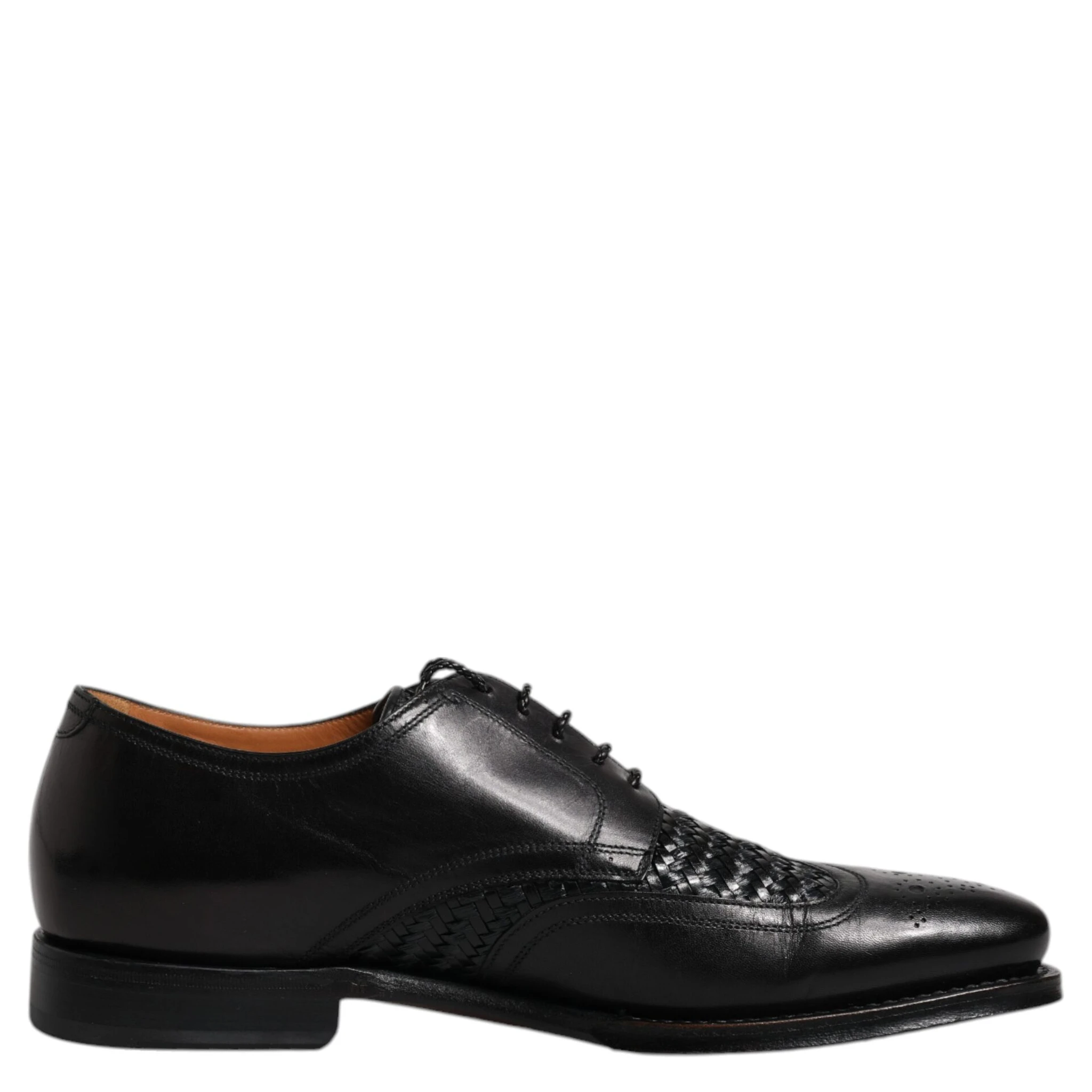 Black Leather Derby Wingtip Lace Up Formal Dress Shoes