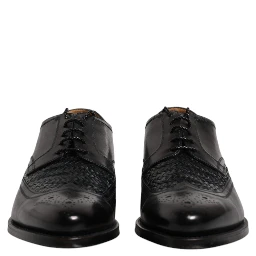 Black Leather Derby Wingtip Lace Up Formal Dress Shoes