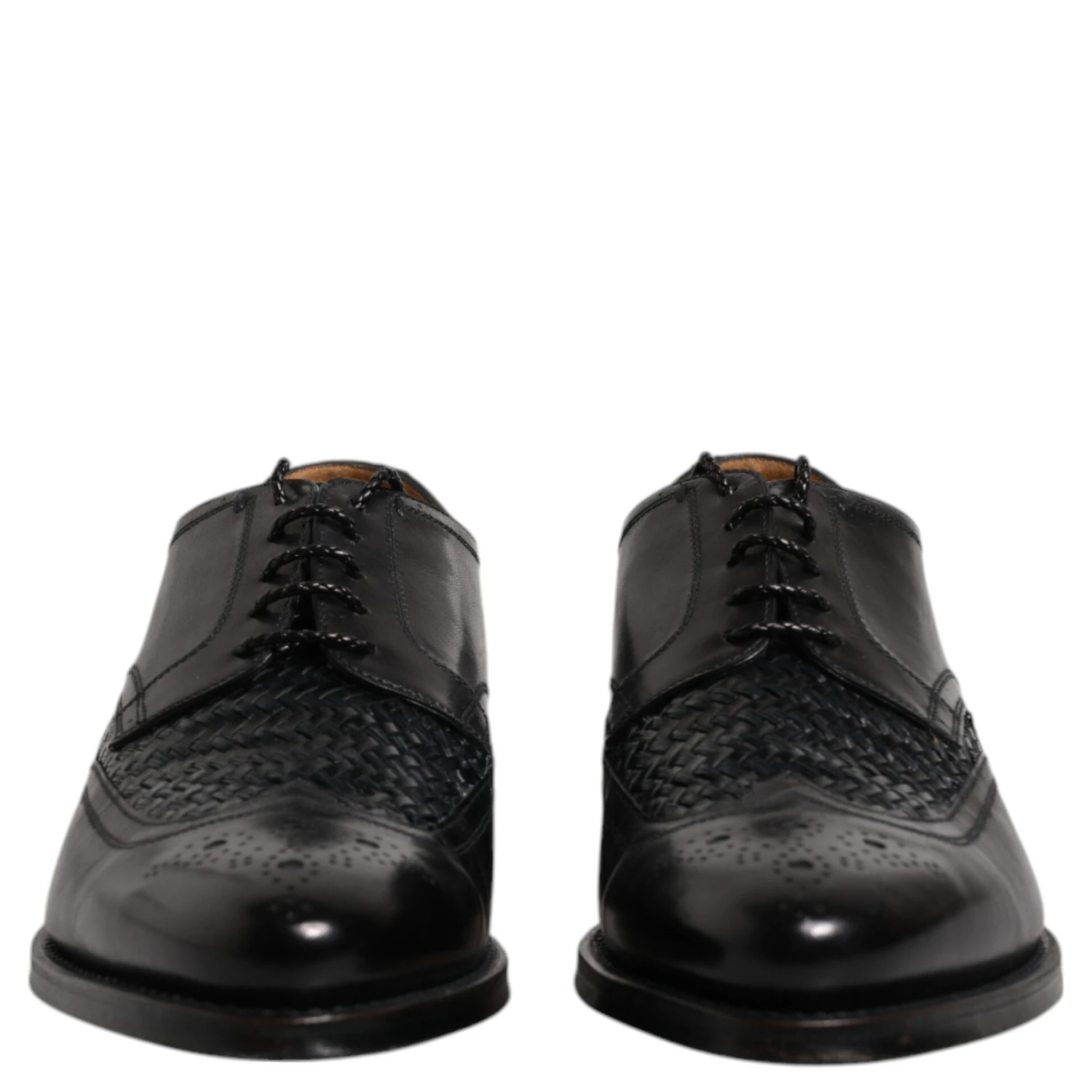 Black Leather Derby Wingtip Lace Up Formal Dress Shoes