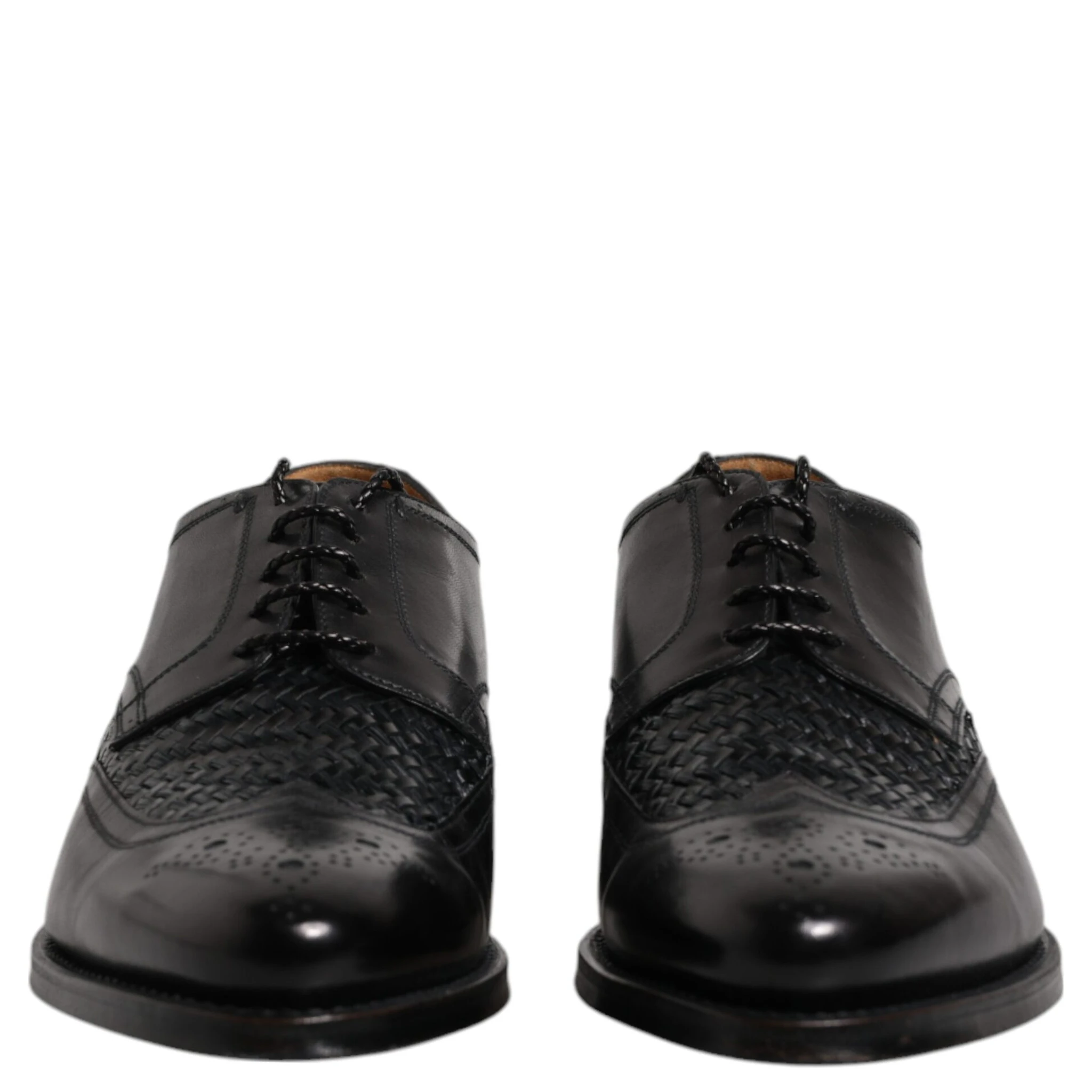 Black Leather Derby Wingtip Lace Up Formal Dress Shoes