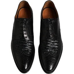 Black Leather Derby Wingtip Lace Up Formal Dress Shoes