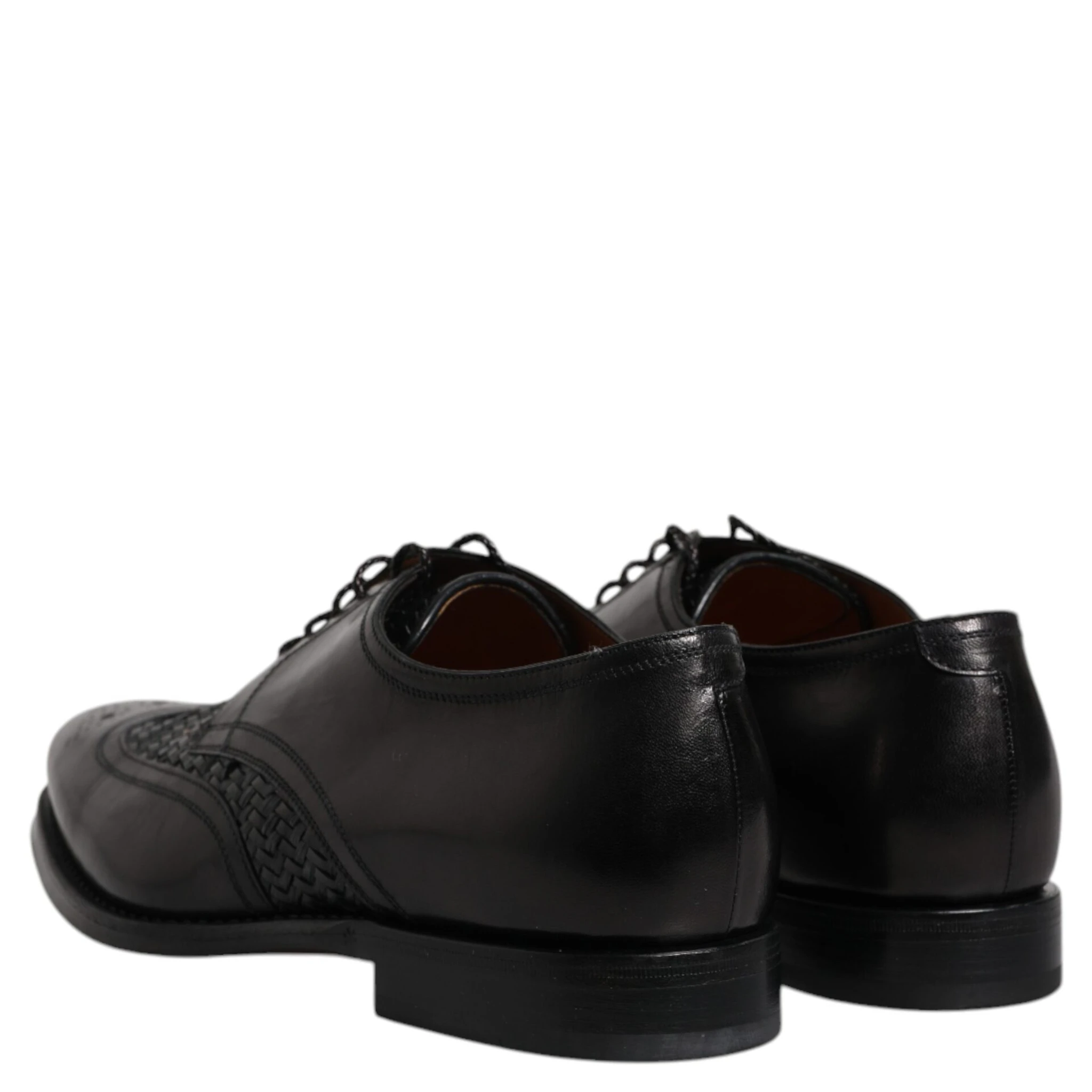 Black Leather Derby Wingtip Lace Up Formal Dress Shoes