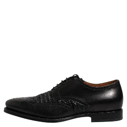 Black Leather Derby Wingtip Lace Up Formal Dress Shoes