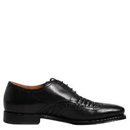 Black Leather Derby Wingtip Lace Up Formal Dress Shoes
