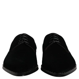 Black Velvet Cotton Lace Up Derby Shoes