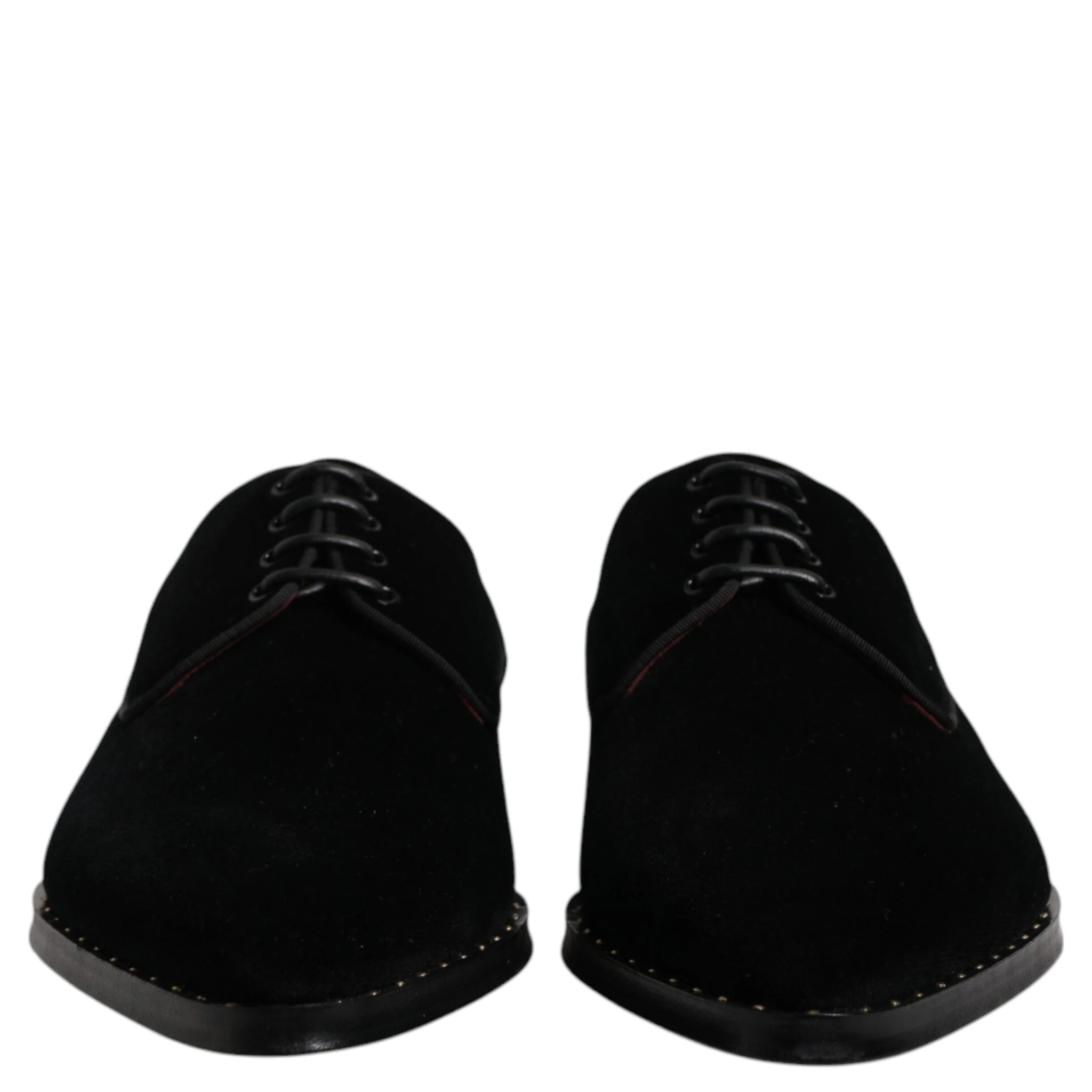Black Velvet Cotton Lace Up Derby Shoes