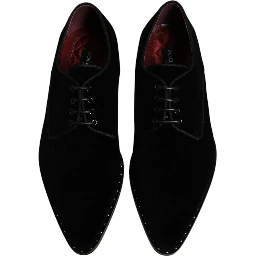 Black Velvet Cotton Lace Up Derby Shoes