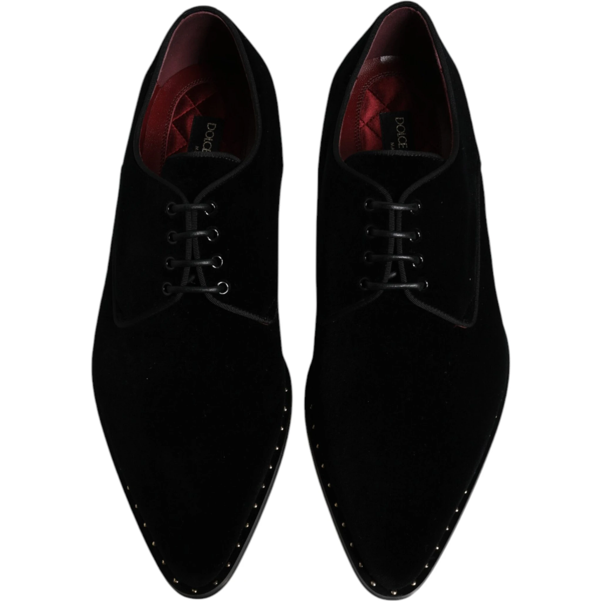 Black Velvet Cotton Lace Up Derby Shoes