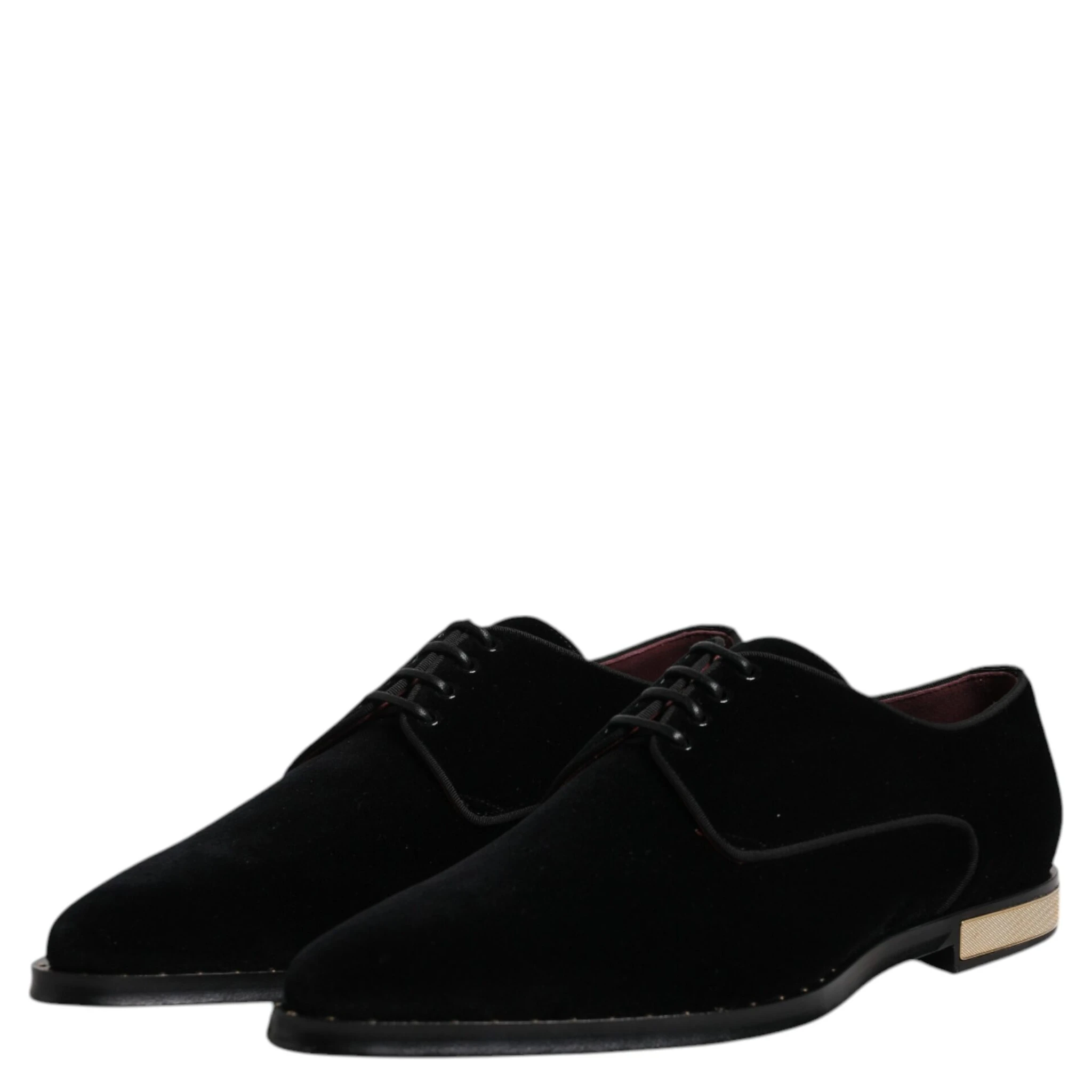 Black Velvet Cotton Lace Up Derby Shoes