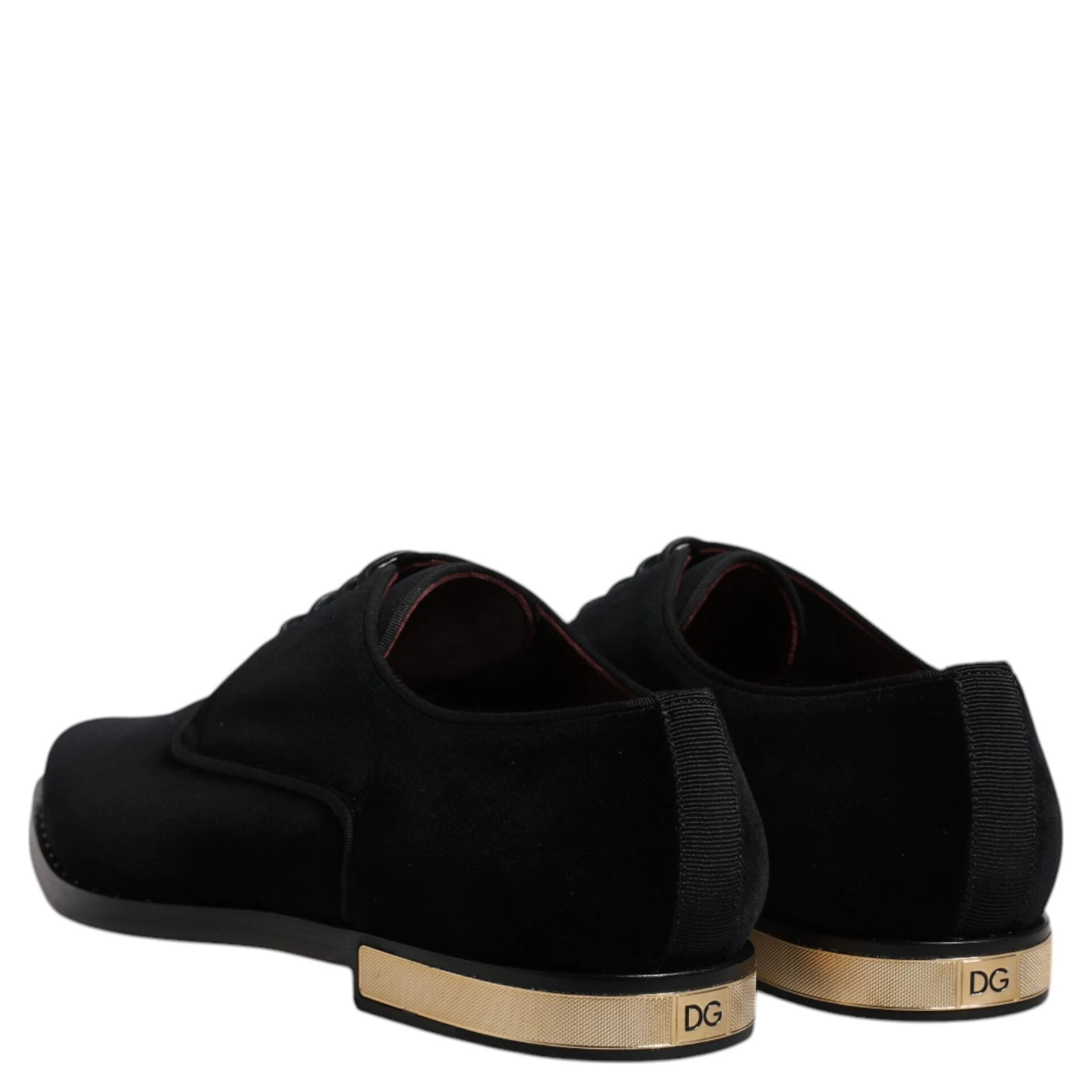 Black Velvet Cotton Lace Up Derby Shoes