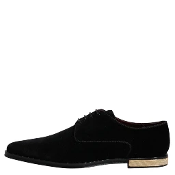 Black Velvet Cotton Lace Up Derby Shoes