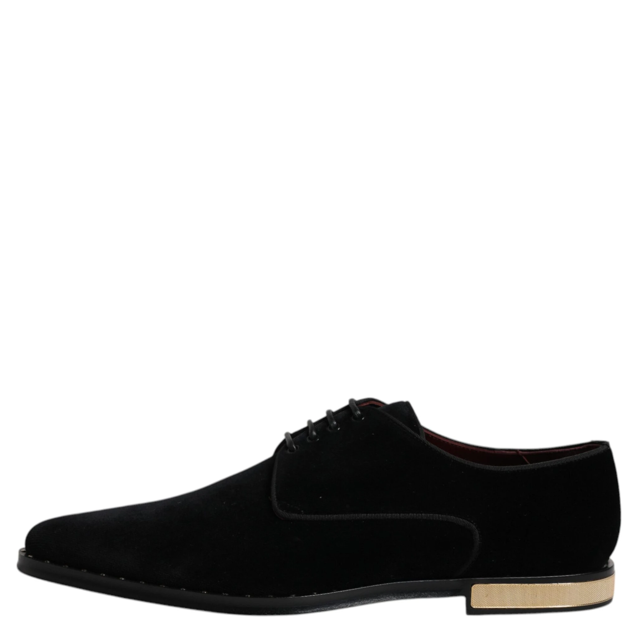 Black Velvet Cotton Lace Up Derby Shoes