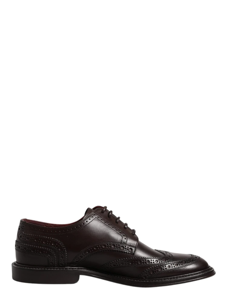 Brown Leather Derby Wingtip Lace Up Formal Dress Shoes