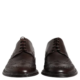 Brown Leather Derby Wingtip Lace Up Formal Dress Shoes