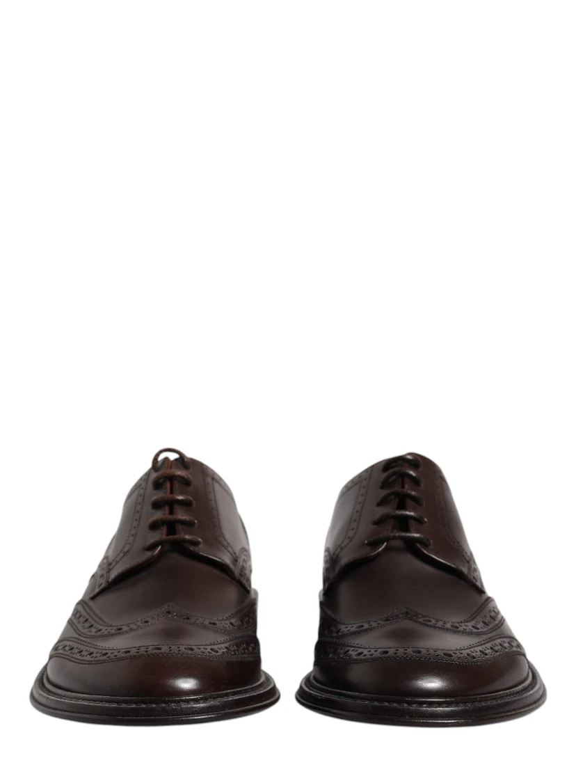 Brown Leather Derby Wingtip Lace Up Formal Dress Shoes