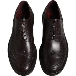 Brown Leather Derby Wingtip Lace Up Formal Dress Shoes
