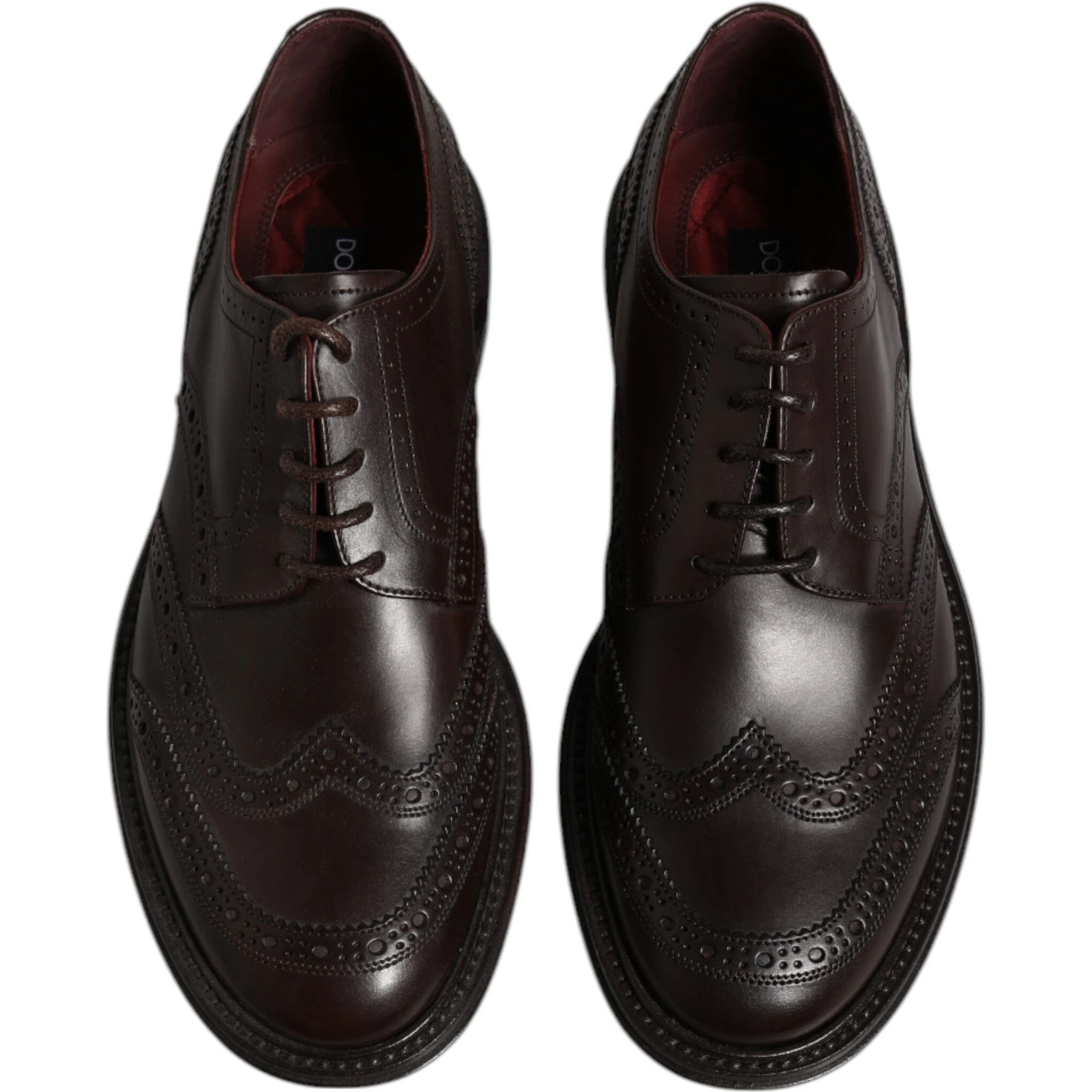 Brown Leather Derby Wingtip Lace Up Formal Dress Shoes