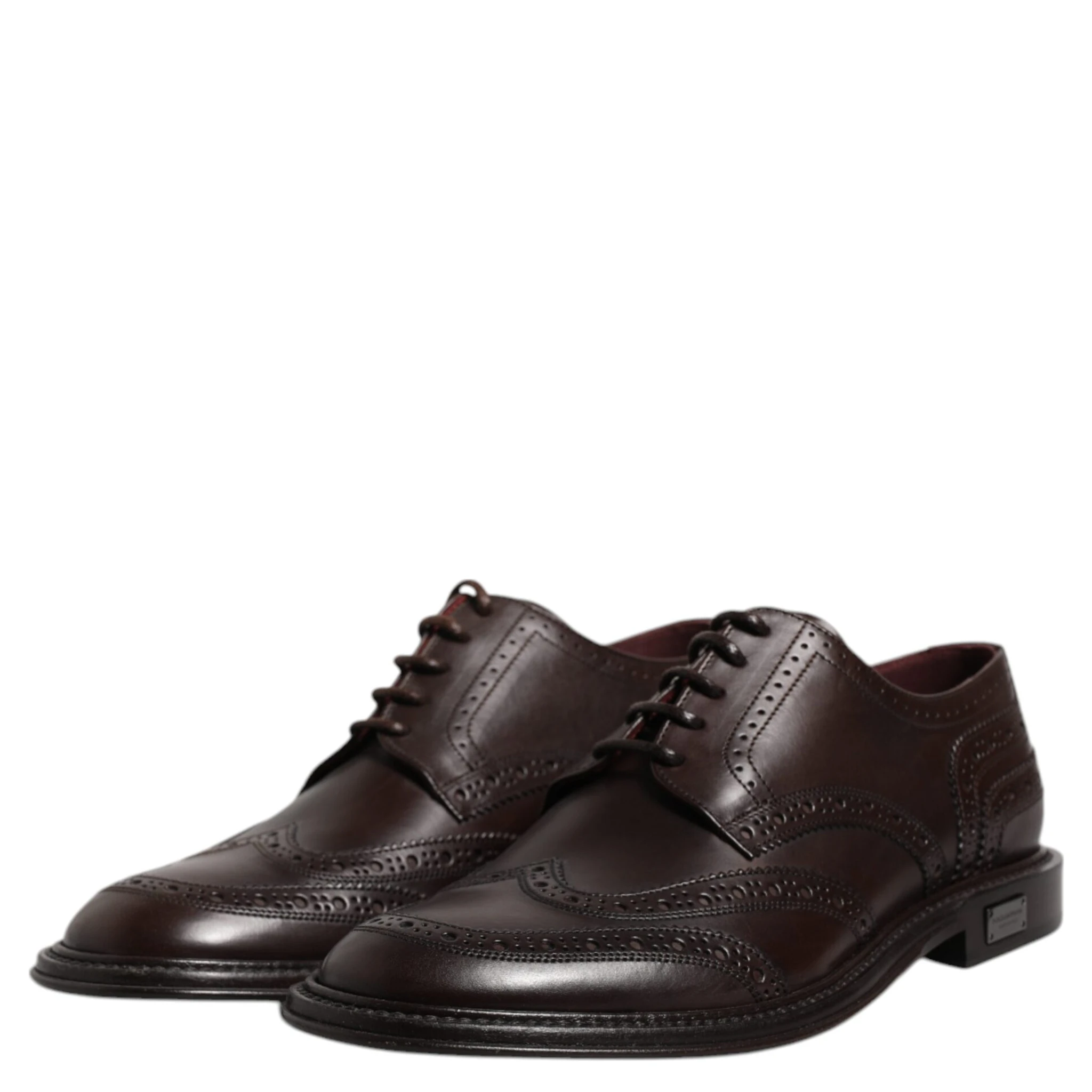 Brown Leather Derby Wingtip Lace Up Formal Dress Shoes