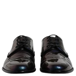 Multicolor Peacock Patent Leather Derby Men Dress Shoes