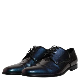 Multicolor Peacock Patent Leather Derby Men Dress Shoes