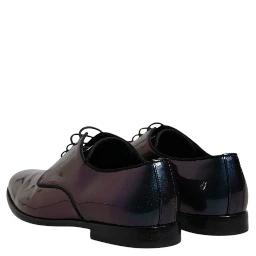 Multicolor Peacock Patent Leather Derby Men Dress Shoes