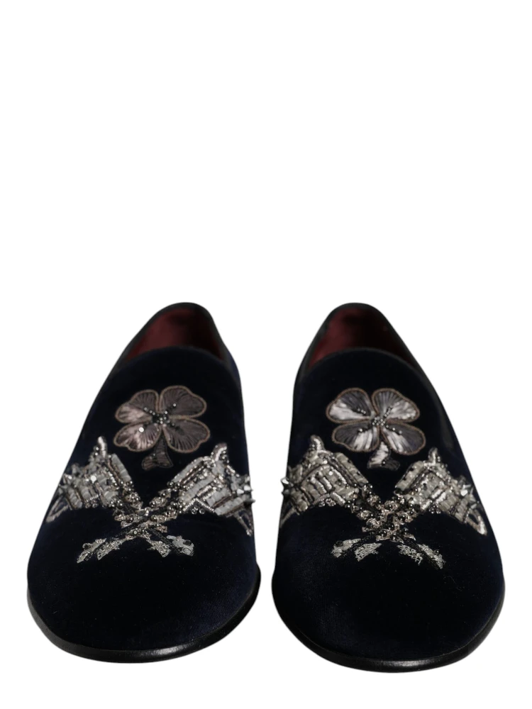 Black Velvet Floral Gun Loafers Dress Shoes alternative