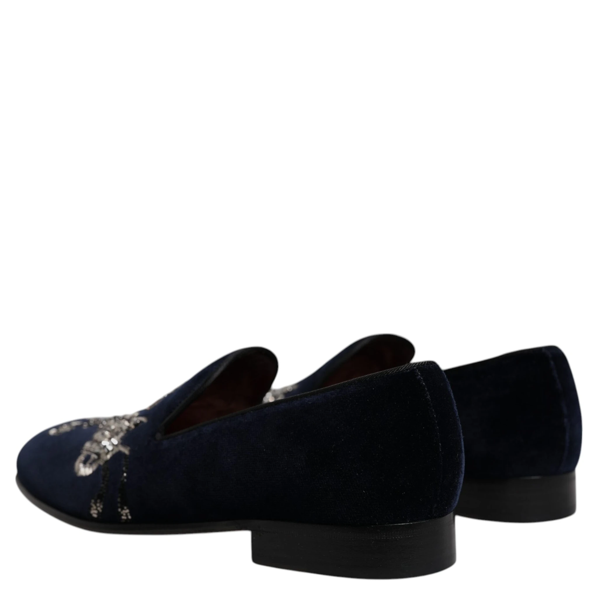 Black Velvet Floral Gun Loafers Dress Shoes
