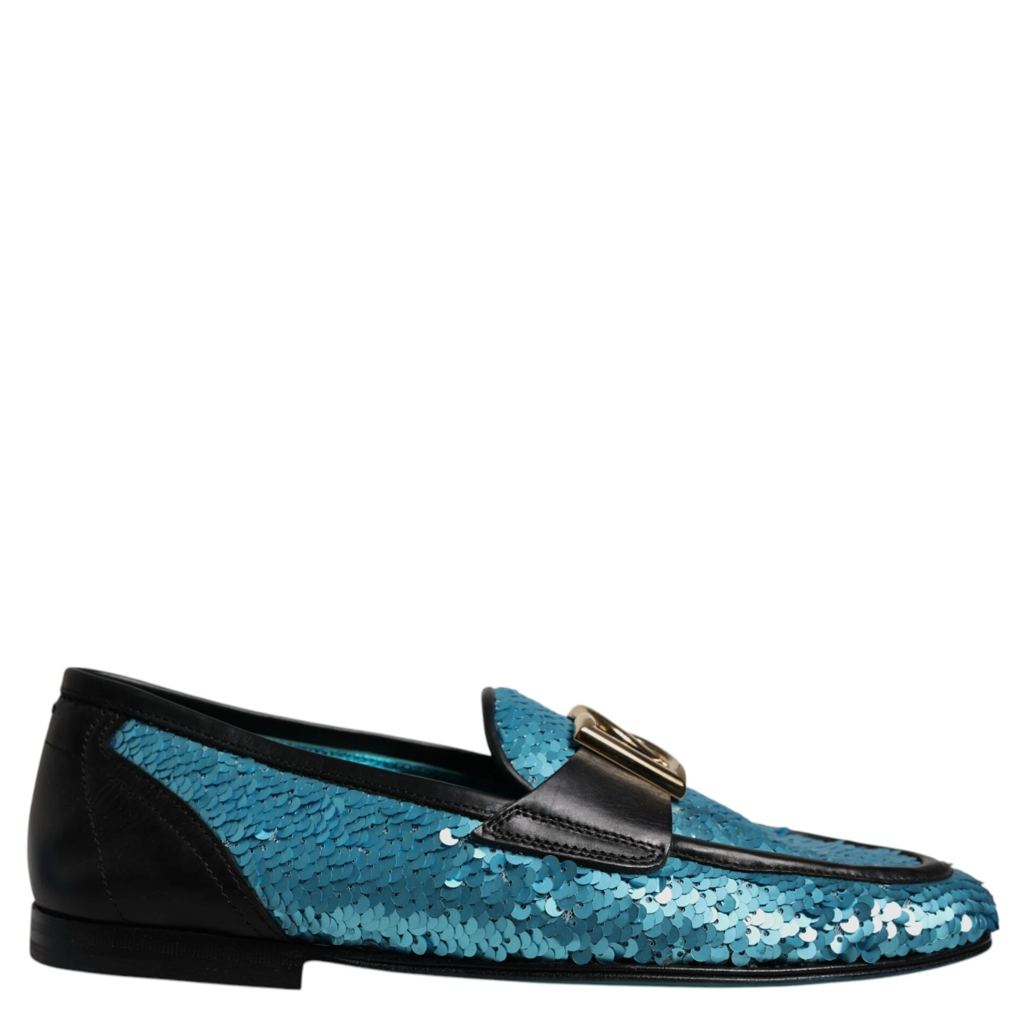Blue Sequined Loafers Formal Dress Shoes