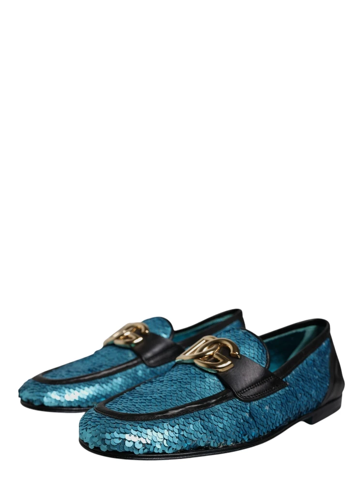Blue Sequined Loafers Formal Dress Shoes alternative