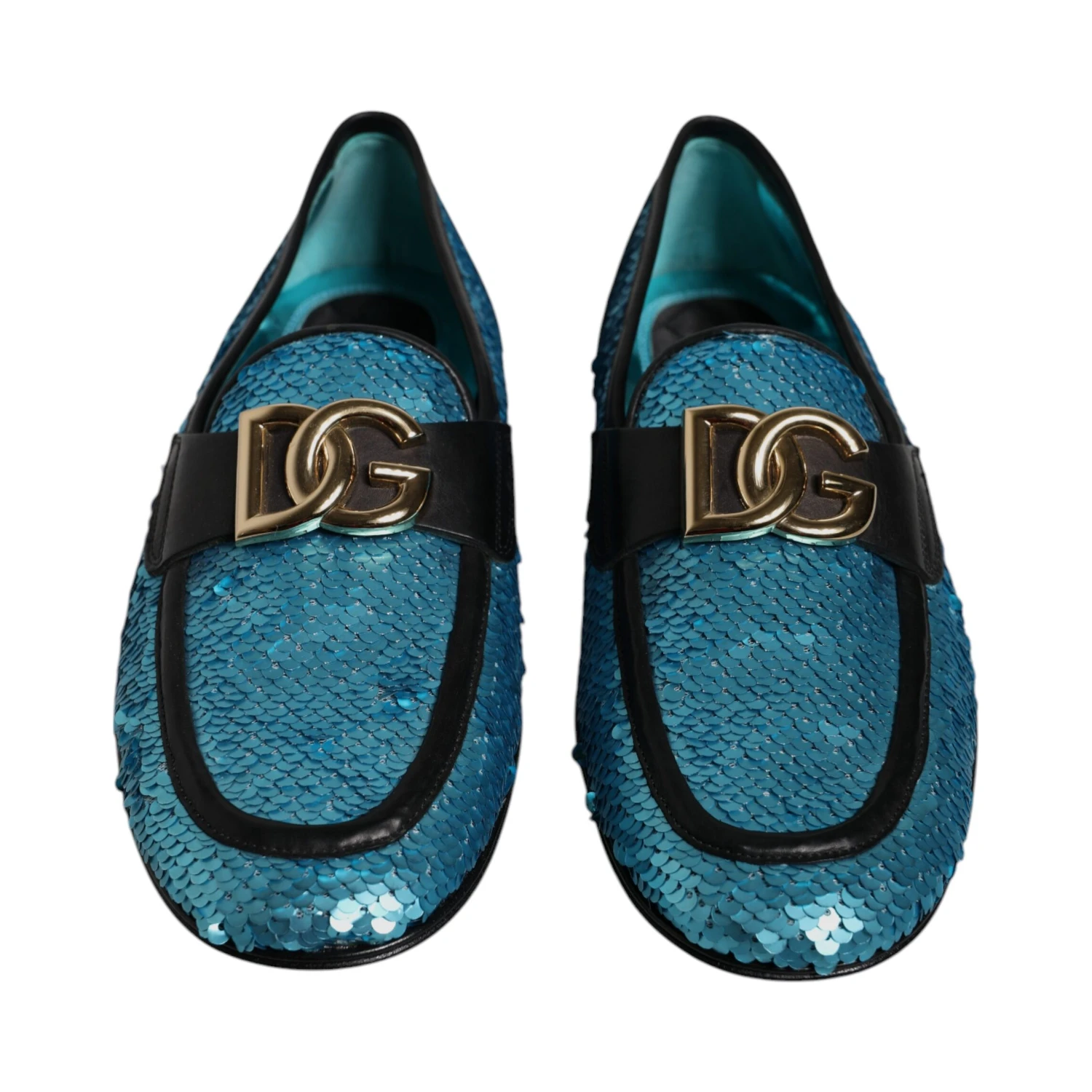 Blue Sequined Loafers Formal Dress Shoes