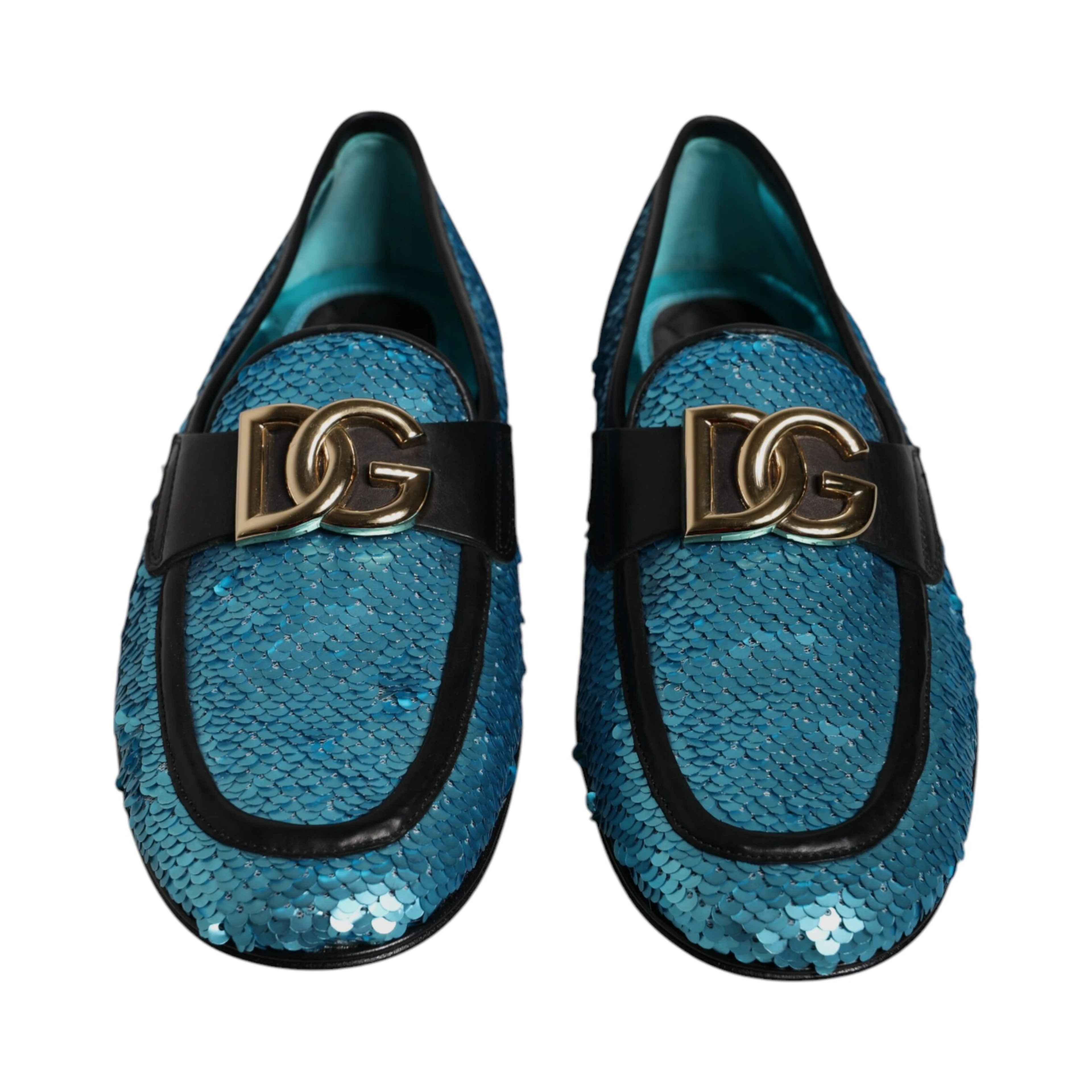 Blue Sequined Loafers Formal Dress Shoes
