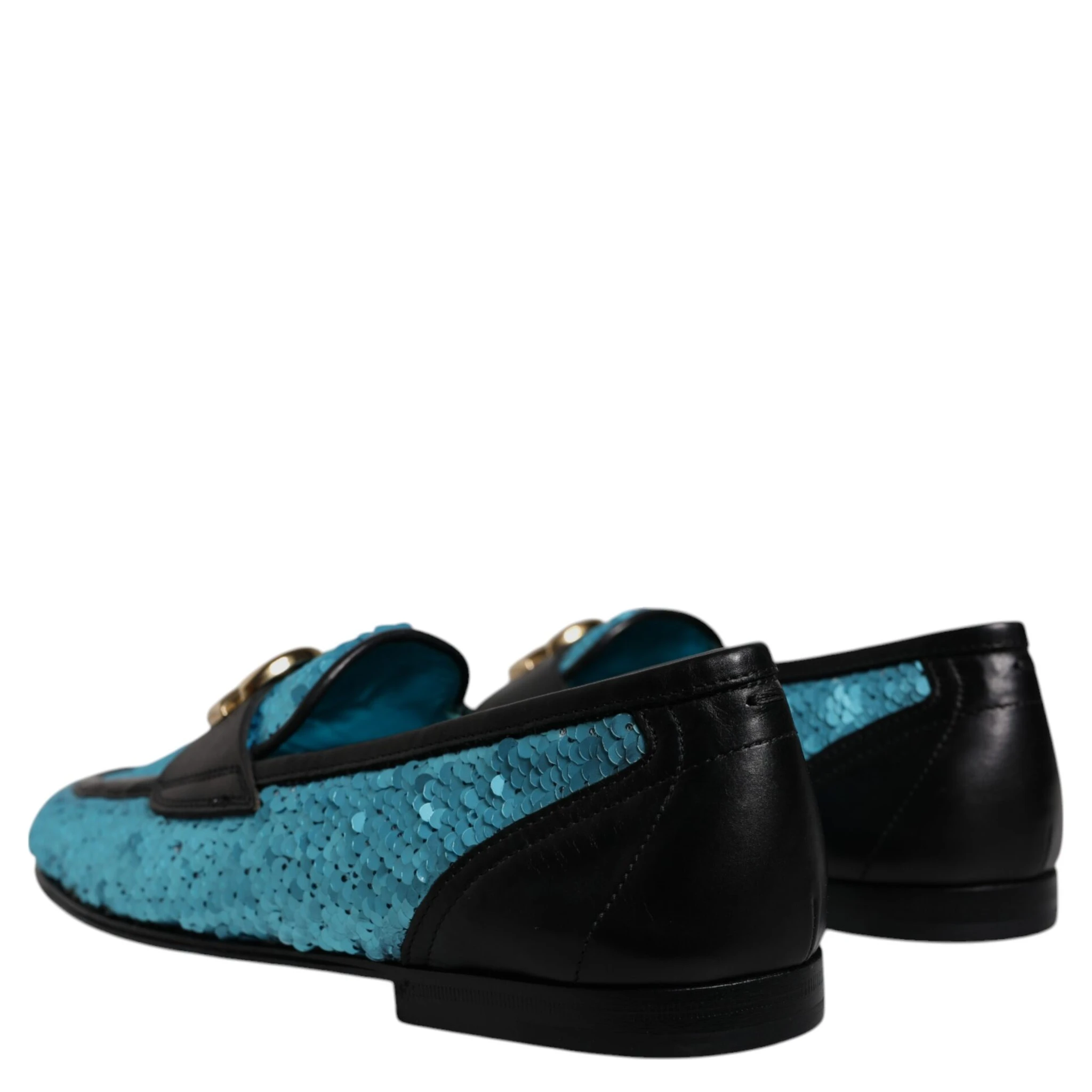 Blue Sequined Loafers Formal Dress Shoes