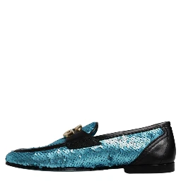 Blue Sequined Loafers Formal Dress Shoes