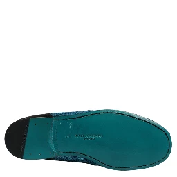 Blue Sequined Loafers Formal Dress Shoes