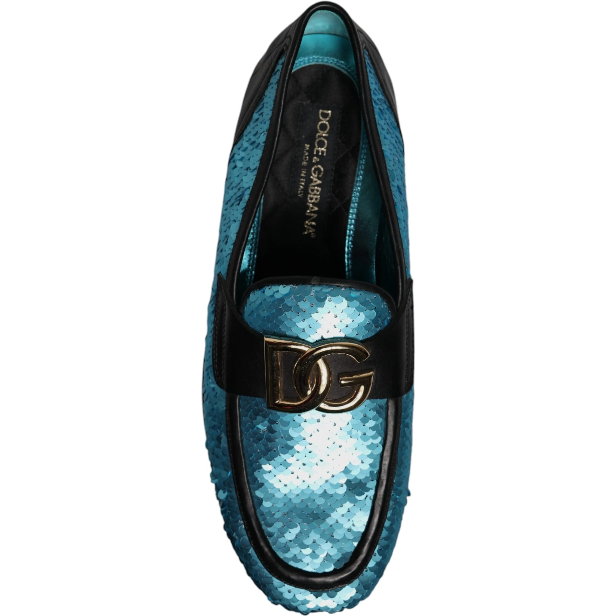 Blue Sequined Loafers Formal Dress Shoes