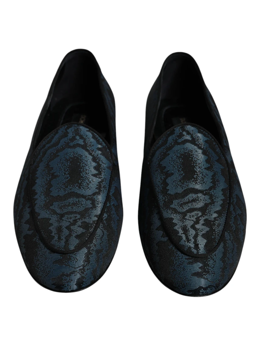 Blue Black Flats Men Loafers Dress Shoes