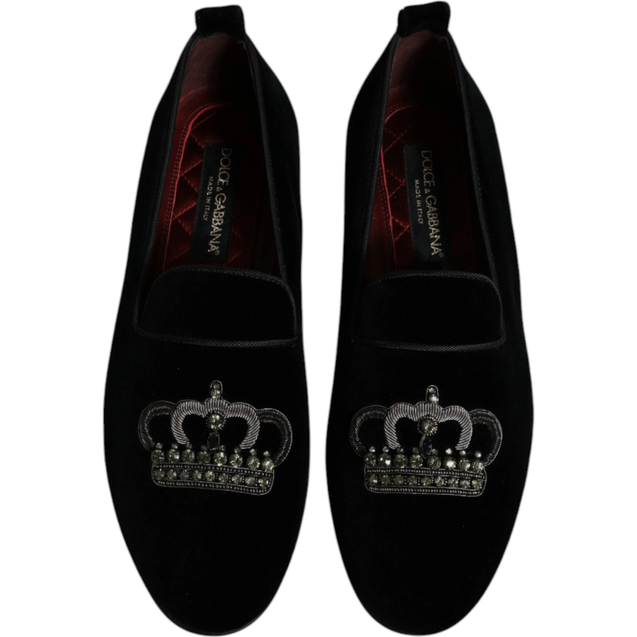 Black Velvet Crystal Crown Loafers Formal Dress Shoes