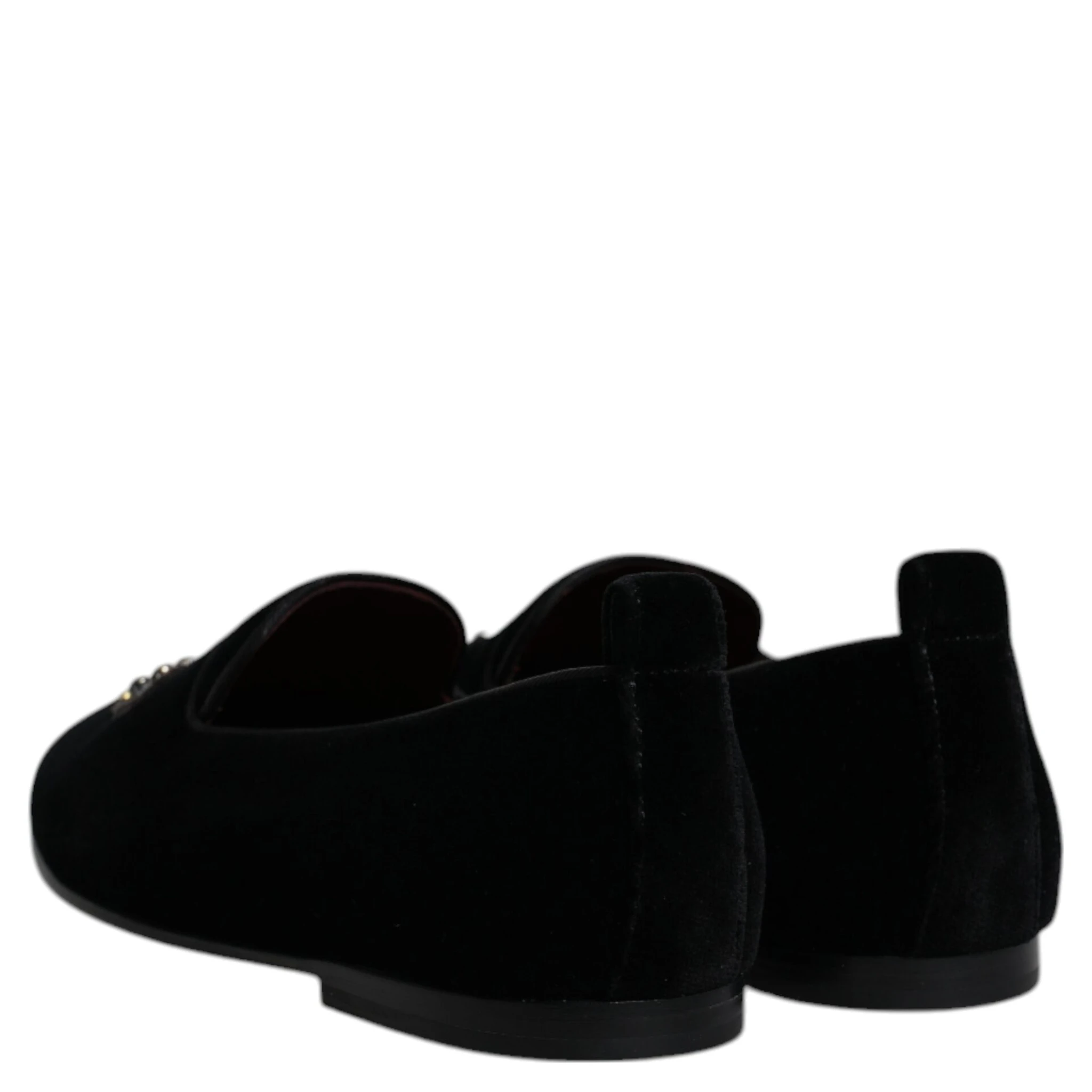 Black Velvet Crystal Crown Loafers Formal Dress Shoes