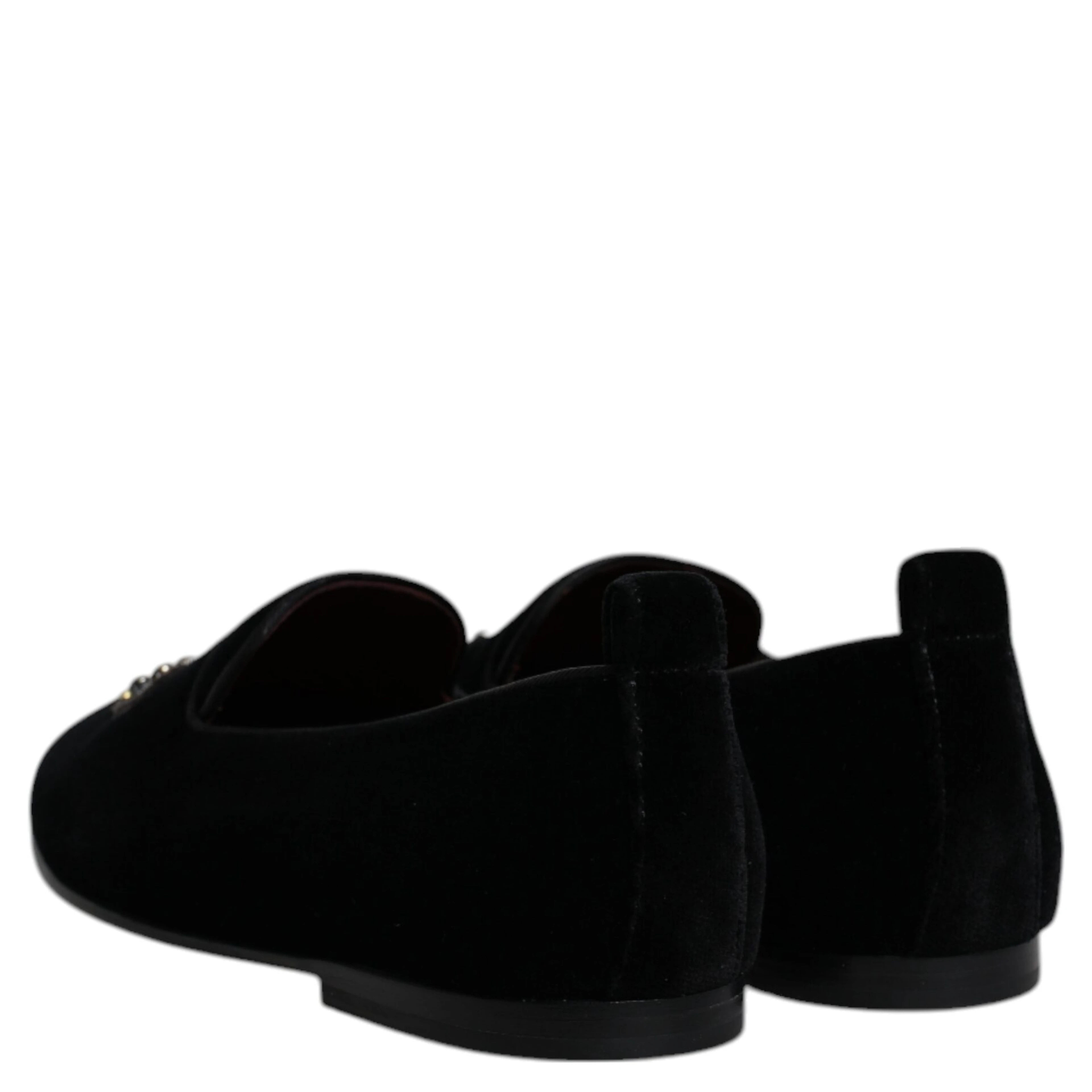Black Velvet Crystal Crown Loafers Formal Dress Shoes