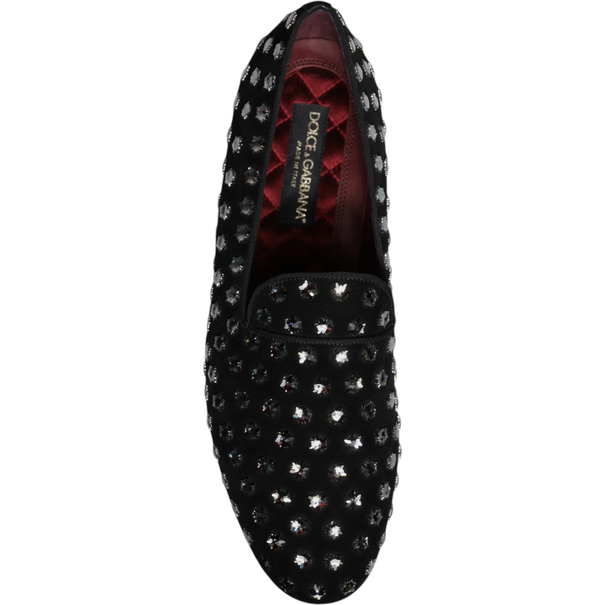 Black Crystal Embellished Loafers Dress Shoes