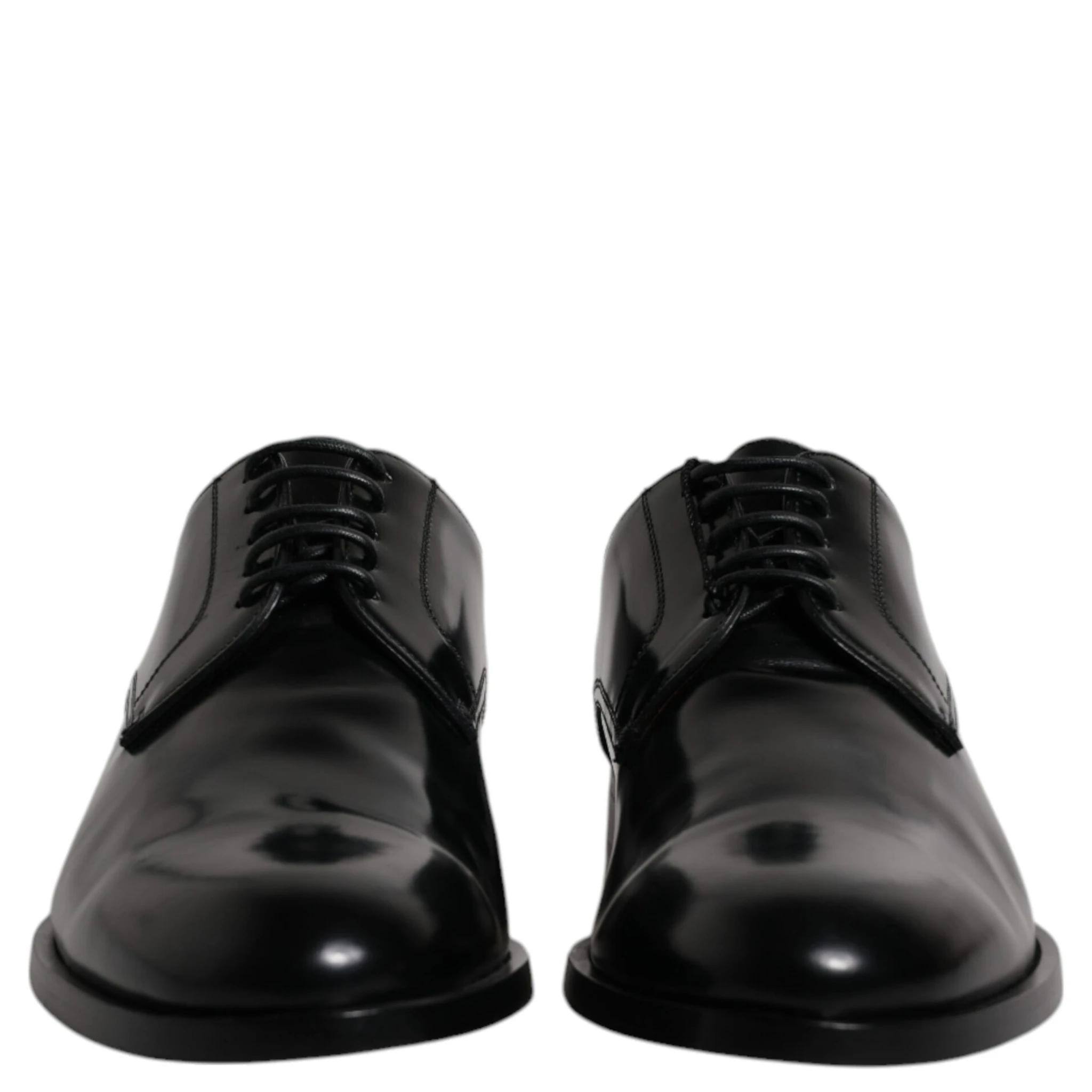 Black Calfskin Leather Derby Lace Up Formal Dress Shoes
